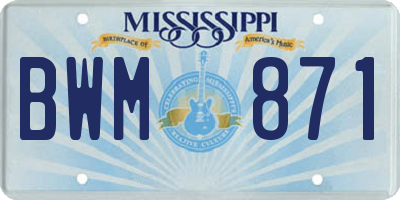 MS license plate BWM871