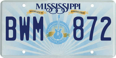 MS license plate BWM872