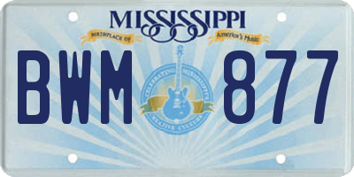 MS license plate BWM877