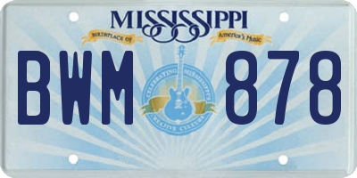 MS license plate BWM878