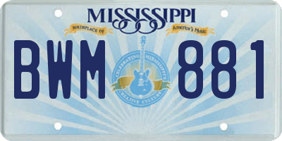 MS license plate BWM881