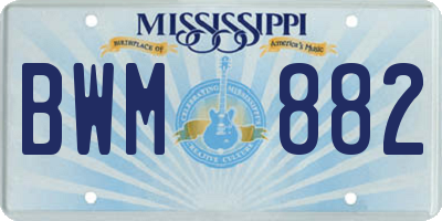 MS license plate BWM882
