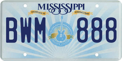 MS license plate BWM888