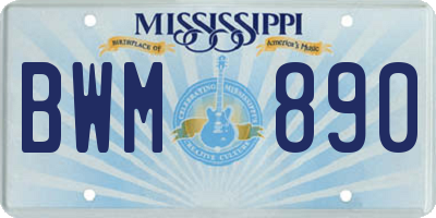 MS license plate BWM890