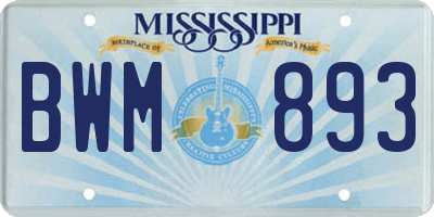 MS license plate BWM893
