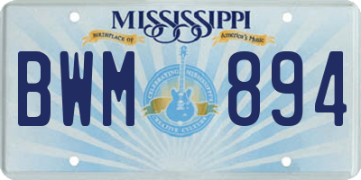 MS license plate BWM894
