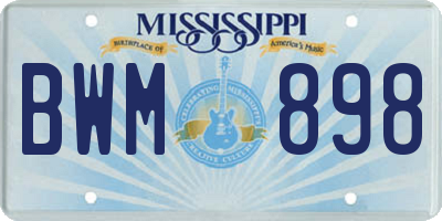 MS license plate BWM898