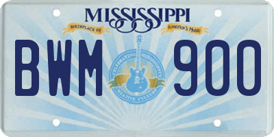 MS license plate BWM900