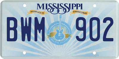 MS license plate BWM902