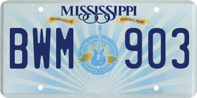 MS license plate BWM903