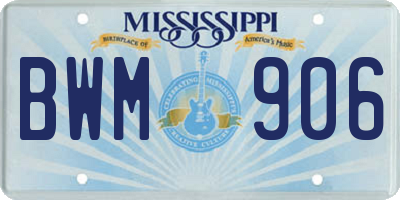 MS license plate BWM906