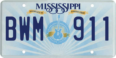 MS license plate BWM911