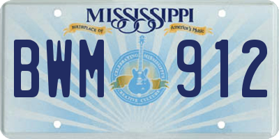 MS license plate BWM912