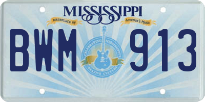 MS license plate BWM913