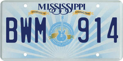 MS license plate BWM914