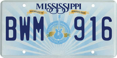 MS license plate BWM916