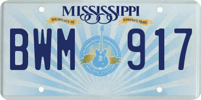 MS license plate BWM917