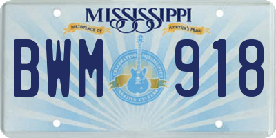 MS license plate BWM918