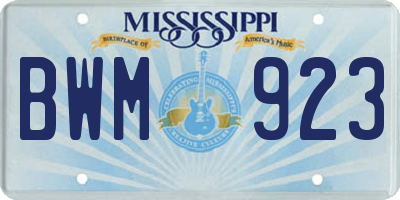 MS license plate BWM923