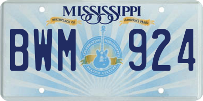 MS license plate BWM924