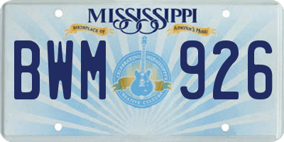 MS license plate BWM926