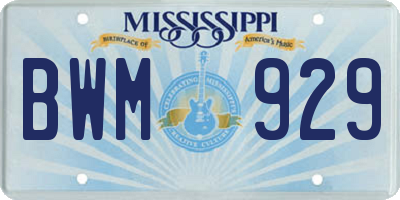 MS license plate BWM929