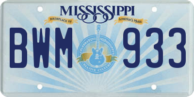 MS license plate BWM933
