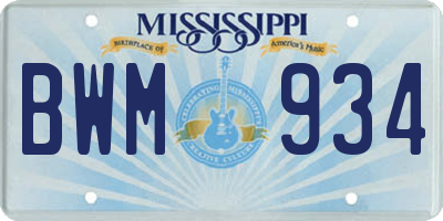 MS license plate BWM934