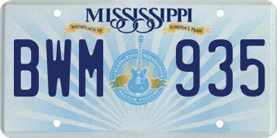 MS license plate BWM935