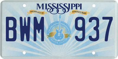 MS license plate BWM937