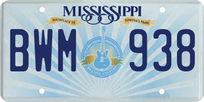 MS license plate BWM938