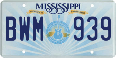 MS license plate BWM939