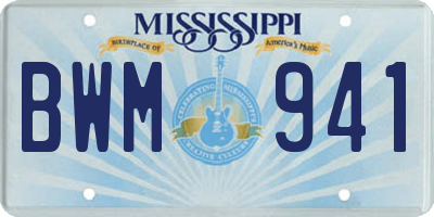MS license plate BWM941