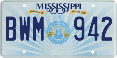MS license plate BWM942