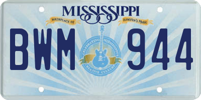 MS license plate BWM944