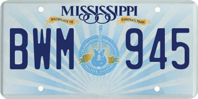 MS license plate BWM945
