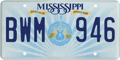 MS license plate BWM946