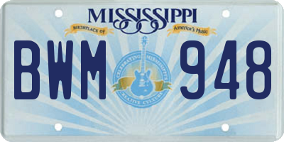 MS license plate BWM948