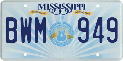 MS license plate BWM949