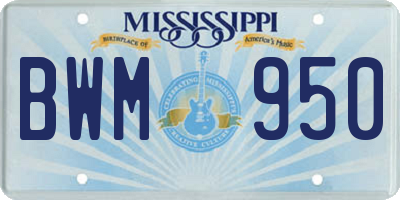 MS license plate BWM950