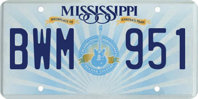 MS license plate BWM951