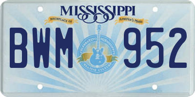 MS license plate BWM952