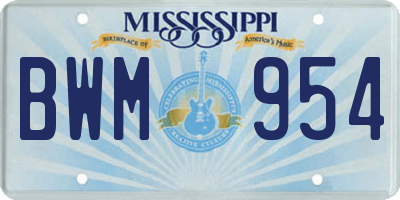MS license plate BWM954