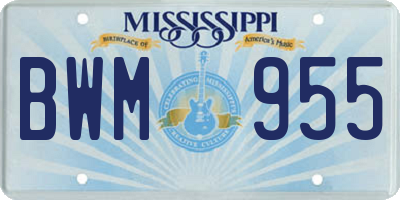 MS license plate BWM955