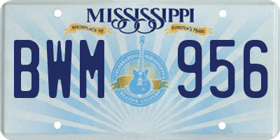 MS license plate BWM956