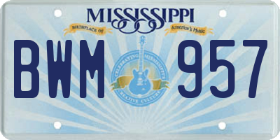 MS license plate BWM957
