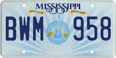 MS license plate BWM958