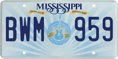 MS license plate BWM959