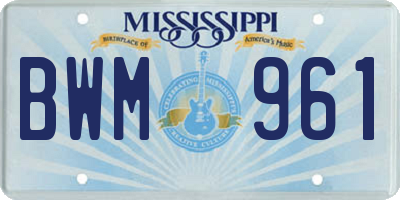 MS license plate BWM961