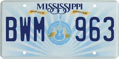 MS license plate BWM963